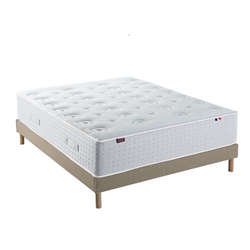 Ensemble - Matelas Ferme + Sommier Blanc X Beige Le Veritable 140 X 190 Cm Blanc, Beige