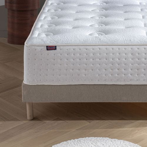 Ensemble - Matelas Mi-ferme + Sommier + Tête De Lit Blanc X Beige Le Veritable 160 X 200 Cm Blanc, B