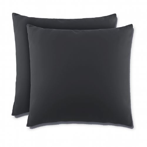 Lot De 2 Taies D'oreiller 2 En 1 - Alèse Absorbante Intégrée - Coloris Carbone 65 X 65 Cm Noir