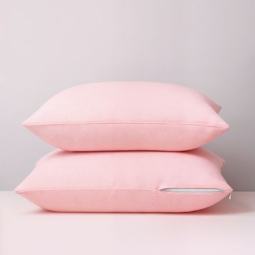 Lot De 2 Taies D'oreiller 2 En 1 - Alèse Absorbante Intégrée - Coloris Poudre 65 X 65 Cm Rose Clair