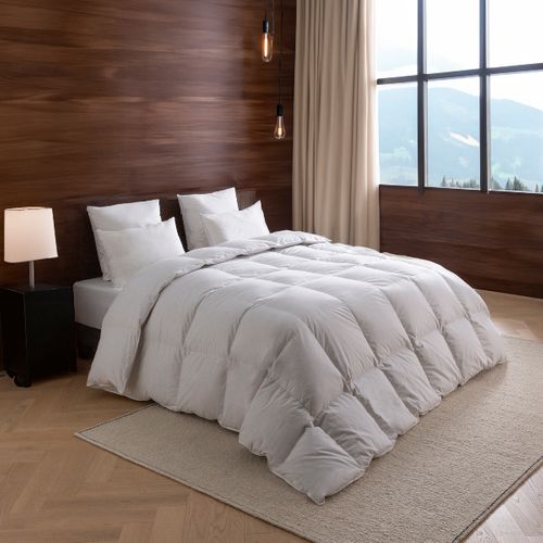 Couette Alpage - 55% Duvet - 30% Laine Thermorégulante - Chaude 200 X 200 Cm Blanc
