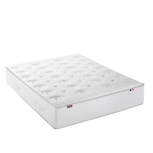 Ensemble Matelas Ressort 140x200 cm Ferme + Sommier - Blanc X Gris Le Veritable Gris Foncé, Blanc