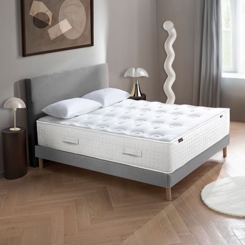 Ensemble Matelas Ressort 140x190 cm LE VERITABLE Mi-ferme Epaisseur 30 cm + Sommier gris foncé