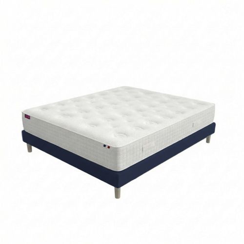 Ensemble Lit - Matelas Ressort + Sommier - Bleu Plénitude 160 X 200 Cm Bleu Foncé