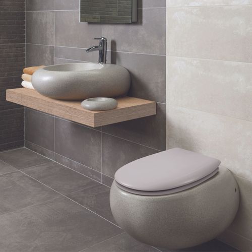 Abattant Easy Clip Avec Descente Manuelle Uni - 36x46.5 Cm - Gris Galet