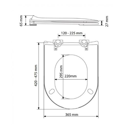 Abattant Wood Slim Avec Descente Assistée Style Feng-shui - 47.5x36.5 Cm - Crème