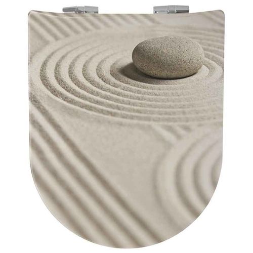 Abattant Wood Slim Avec Descente Assistée Style Feng-shui - 47.5x36.5 Cm - Crème