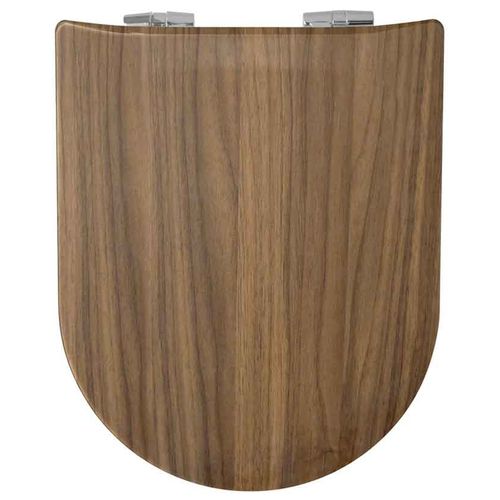 Abattant Wood Slim Déclipsable En Imitation Bois De Noyer - 48x36.5 Cm - Marron Clair