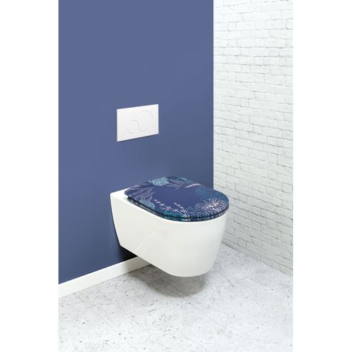 Abattant Olfa Wood Slim Double Déclipsable "coraux" - 48x36.5 Cm - Bleu