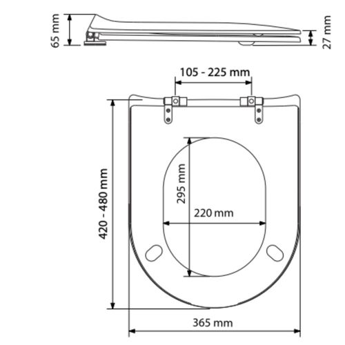 Abattant Wood Slim Déclipsable - Effet Métal Précieux - 48x36.5 Cm - Doré
