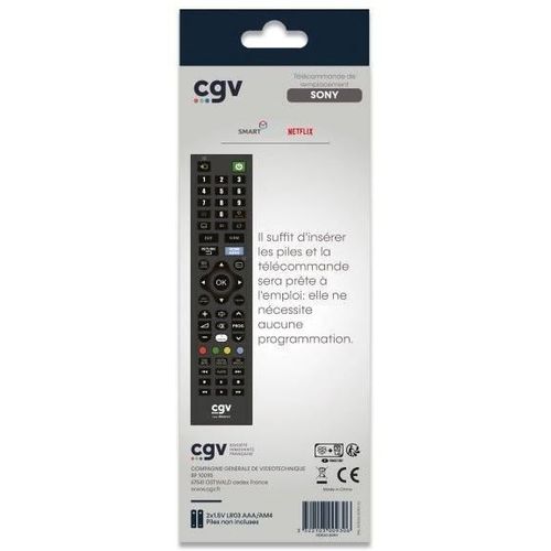 Télécommande De Remplacement - Cgv - Fidelio Sony - Sans Programmation - Prête à L'emploi