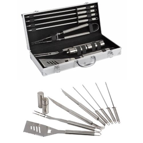 Cook'in Garden Mallette+ 9 Ustensiles Barbecue Gris