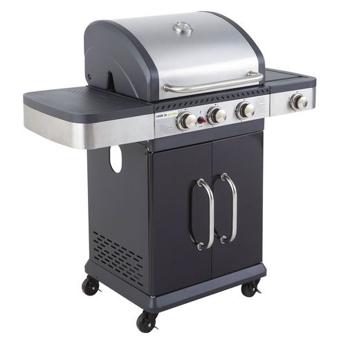 Barbecue Au Gaz Fidgi 3 Avec Thermomètre - 3 Brûleurs + Réchaud 11,5kw