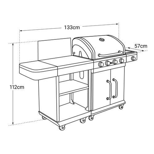 Barbecue Au Gaz Fidgi 4 Avec Desserte