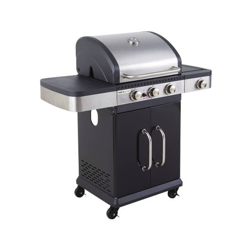 Barbecue Gaz "fidgi 3" + Desserte + Evier - 11.5 Kw - 3 Brûleurs - 242 X 160 X 112 Cm - Noir