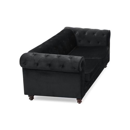 Grand Canapé 2 Places Chesterfield Velours Noir