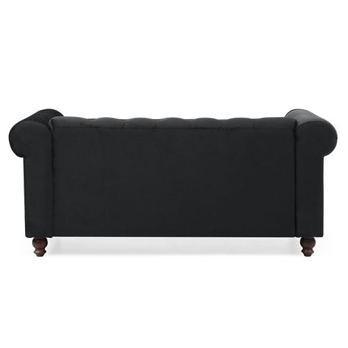 Grand Canapé 2 Places Chesterfield Velours Noir