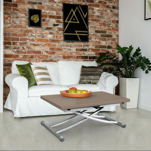 Table Basse Relevable Carrera Taupe Laqué