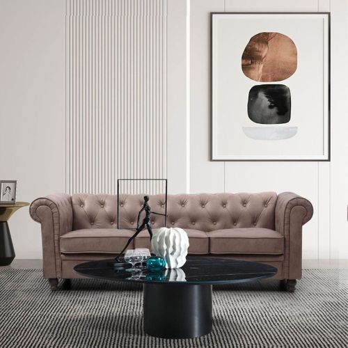 Grand Canapé 3 Places Chesterfield Vintage