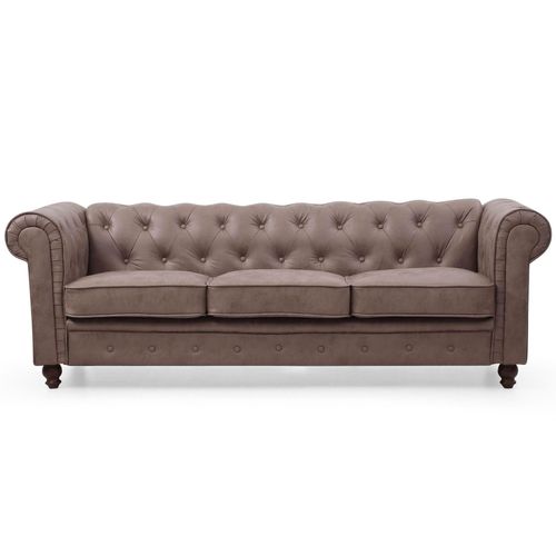 Grand Canapé 3 Places Chesterfield Vintage