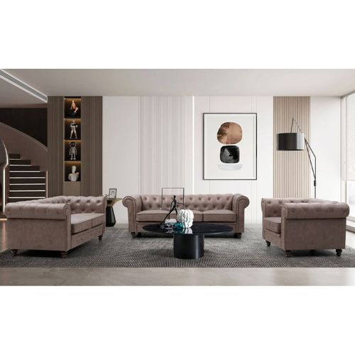 Grand Canapé 3 Places Chesterfield Vintage