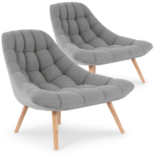 Lot De 2 Fauteuils Danios Tissu Gris