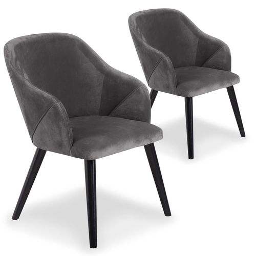 Lot De 2 Fauteuils Liberto Velours Gris