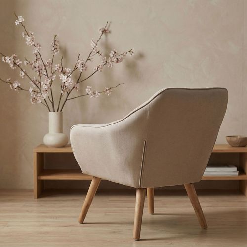 Fauteuil Scandinave Zentao Tissu Beige
