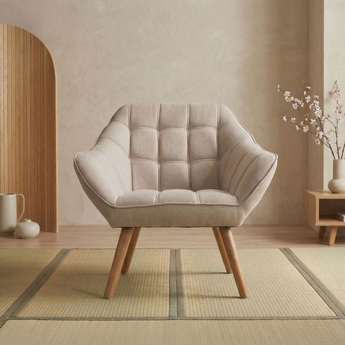 Fauteuil Scandinave Zentao Tissu Beige