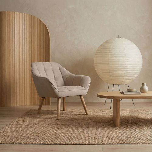 Fauteuil Scandinave Zentao Tissu Beige