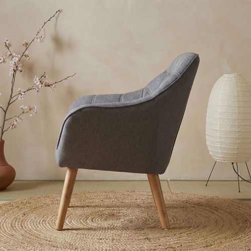 Fauteuil Scandinave Zentao Tissu Gris Clair