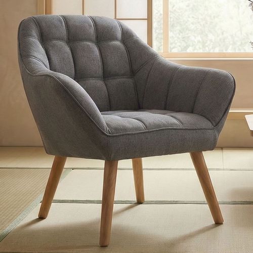 Fauteuil Scandinave Zentao Tissu Gris Clair
