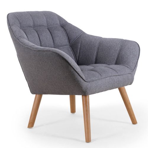 Fauteuil Scandinave Zentao Tissu Gris Clair