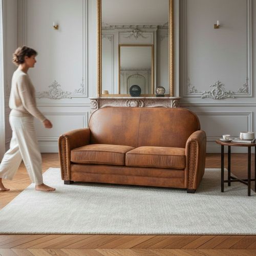 Canapé 2 Places Club Perle Tissu Vintage