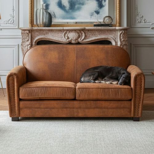 Canapé 2 Places Club Perle Tissu Vintage