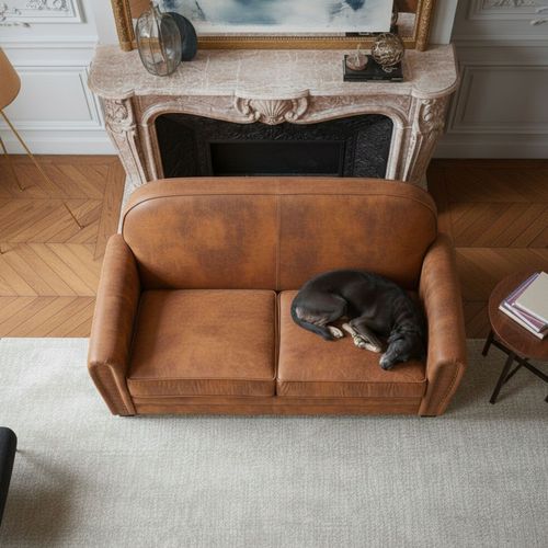 Canapé 2 Places Club Perle Tissu Vintage