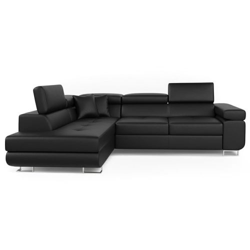 Canapé D'angle Convertible Antoni Avec Têtières Relevables Simili Noir