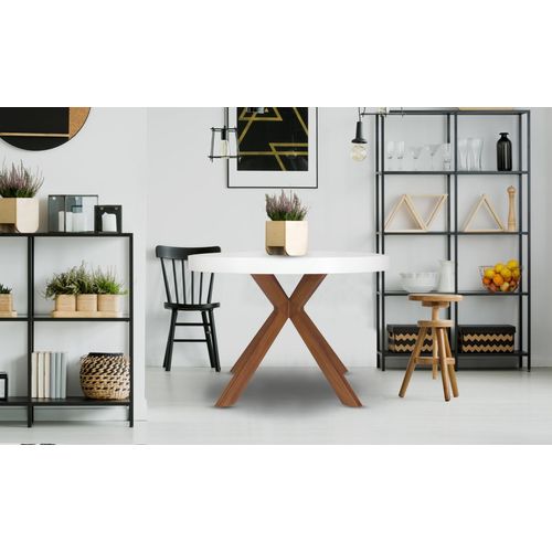 Table Ronde Extensible "zefane" 160-260cm Blanc