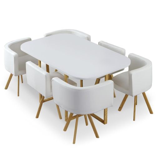 Table Et Chaises Oslo XL Blanc Et Simili Blanc