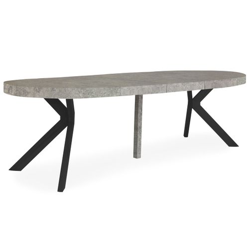 Table Ronde Extensible Myriade Noir Et Effet Béton