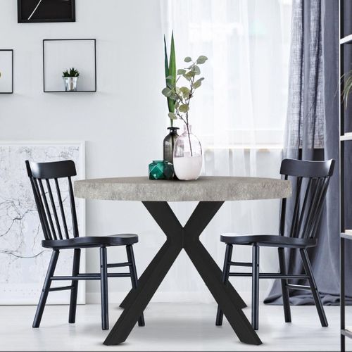 Table Ronde Extensible Myriade Noir Et Effet Béton