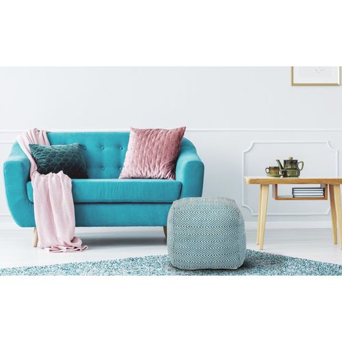 Pouf Patras Tissu Bleu