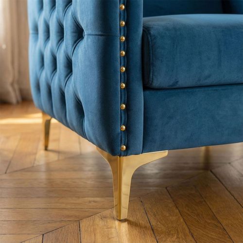 Fauteuil Joshua Velours Bleu
