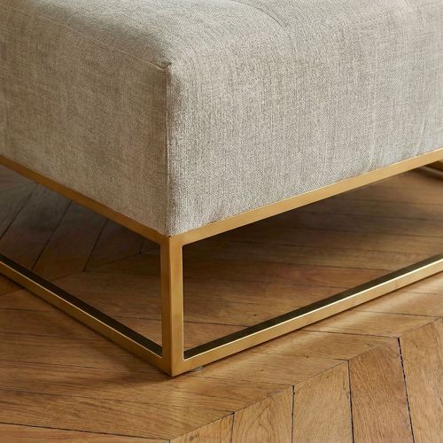 Pouf Carré Hudson Tissu Beige