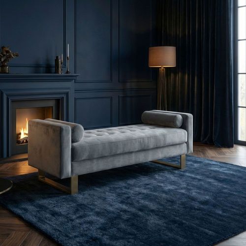 Banquette Capitonnée Shell Velours Argent