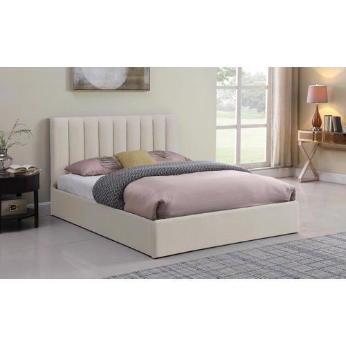 Lit Coffre Songe + Sommier Tissu Beige 180x200 cm