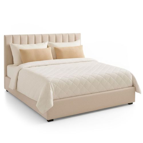 Lit Coffre Songe + Sommier Tissu Beige 180x200 cm