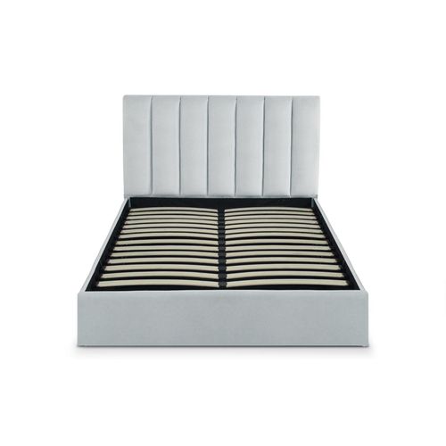 Lit Coffre Songe + Sommier Velours Argent 140x190 cm