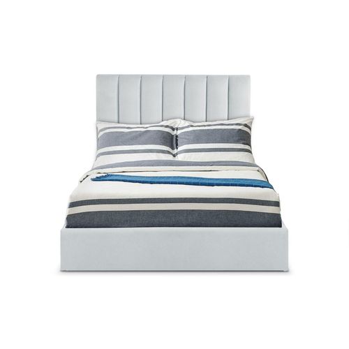 Lit Coffre Songe + Sommier Velours Argent 140x190 cm