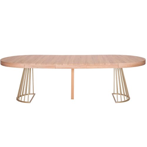 Table Ronde Extensible Soare Chêne Clair Pieds Or